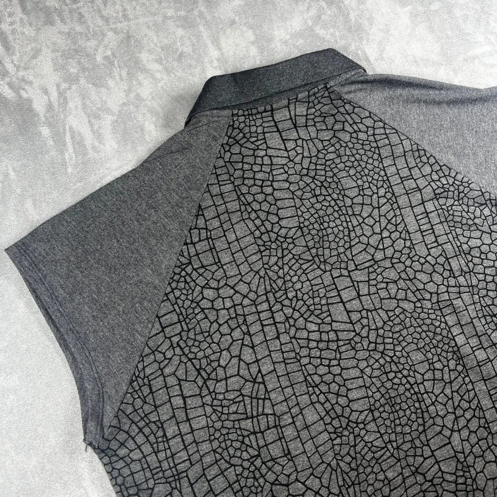 Nike Womens Dri-FIT Sleeveless Golf Polo Shirt Grey Cracked Print XL AV3654-010